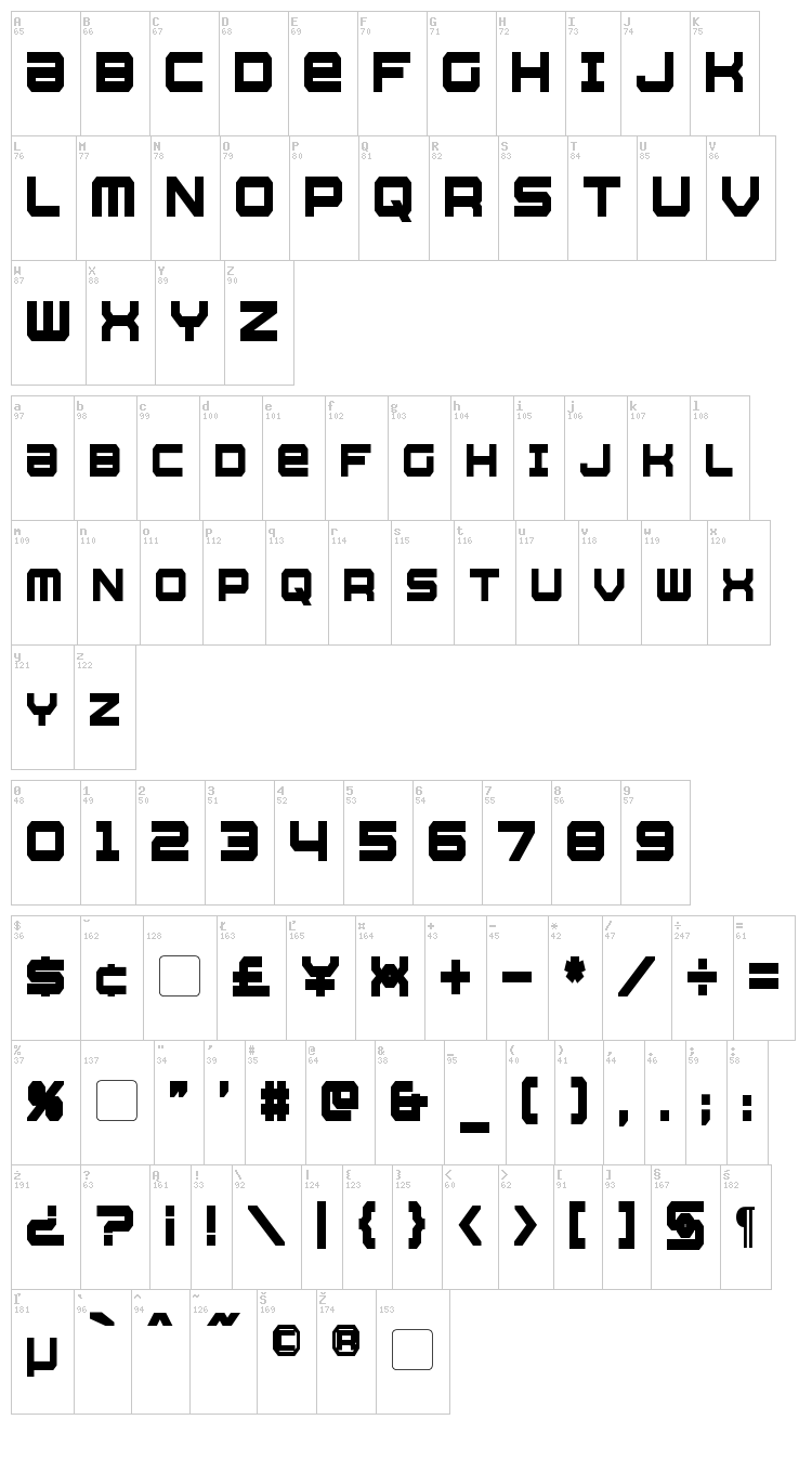 Whittle font map
